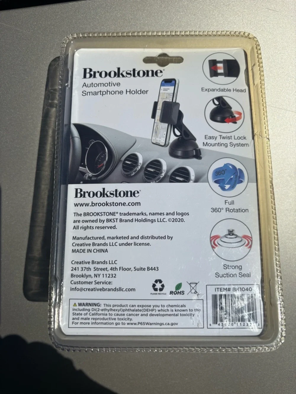 Brookstone Black Automotive Smartphone Mount with Suction Base